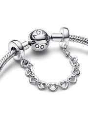 Linked Hearts Safety Chain - Sterling silver