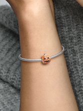Glow-in-the-dark Spooky Pumpkin Charm - Sterling silver