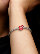 FINAL SALE - Metallic Red Christmas Heart Charm - Sterling silver