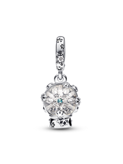 Snowflake Snow Globe Dangle Charm - Sterling silver