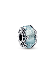 Winter Blue Snowflake Murano Charm - Sterling silver