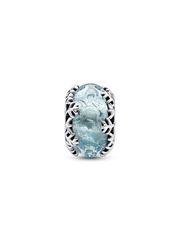 Winter Blue Snowflake Murano Charm - Sterling silver