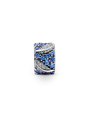 Curved Feather & Pavé Clip Charm - Sterling silver