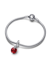 Red Ladybird Dangle Charm - Sterling silver