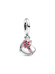 FINAL SALE - Openable Heart Chocolate Gift Box Dangle Charm - Sterling silver