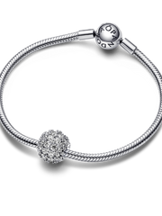 Sparkling Pavé Round Charm - Sterling silver