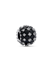 Sparkling Pavé Round Black Charm - Sterling silver