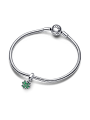 Four Leaf Clover Dangle Charm - Sterling silver
