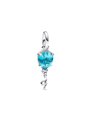 FINAL SALE - Blue Murano Glass Balloon Dangle Charm - Sterling silver