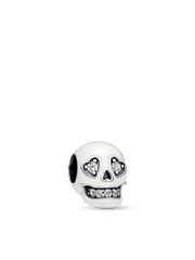Glow-in-the-dark Sparkling Skull Charm - Sterling silver