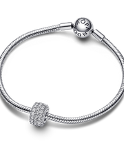 Sparkling Pavé Triple-row Charm - Sterling silver