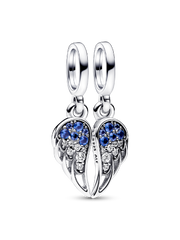 Sparkling Splitable Angel Wings Dangle Charm - Sterling silver