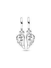 Sparkling Splitable Angel Wings Dangle Charm - Sterling silver