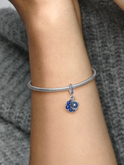 Sparkling Moon Spinning Dangle Charm - Sterling silver