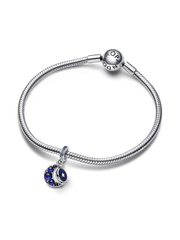 Sparkling Moon Spinning Dangle Charm - Sterling silver