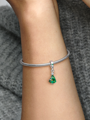 Sparkling Christmas Tree Dangle Charm - Sterling silver