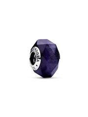 Faceted Blue Murano Glass Charm - Sterling silver