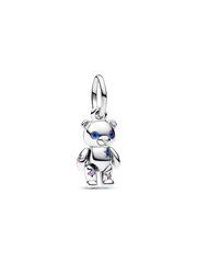 Movable Teddy Bear Dangle Charm - Sterling silver