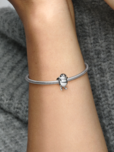 Skiing Penguin Charm - Sterling silver