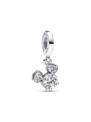 Disney Mickey Mouse Sparkling Head Silhouette Dangle Charm - Sterling silver