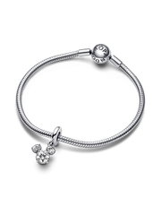 Disney Mickey Mouse Sparkling Head Silhouette Dangle Charm - Sterling silver