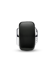 Black Mini Murano Glass Charm - Sterling silver