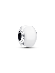 White Mini Murano Glass Charm - Sterling silver
