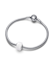 White Mini Murano Glass Charm - Sterling silver