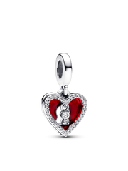Sparkling Red Heart Dangle Charm Trio