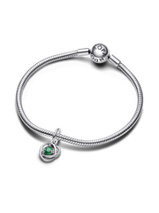 FINAL SALE - Green Eternity Circle Dangle Charm - Sterling silver