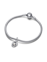 FINAL SALE - White Eternity Circle Dangle Charm - Sterling silver