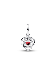 FINAL SALE - True Red Eternity Circle Dangle Charm - Sterling silver