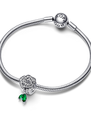 Sparkling Rose in Bloom Charm - Sterling silver