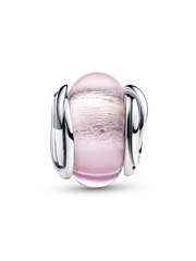 Encircled Pink Murano Glass Charm - Sterling silver