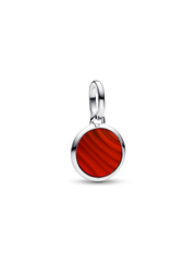 FINAL SALE - Red Murano Glass Engravable Mini Medallion Charm - Sterling silver