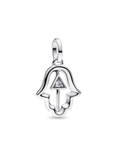 FINAL SALE - Hamsa Hand Medallion Charm - Sterling silver