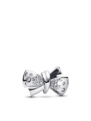 Sparkling Bow Charm - Sterling silver