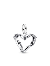 Wire Heart Medallion Charm - Sterling silver