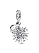 Sparkling Firework Double Dangle Charm - Sterling silver