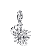 Sparkling Firework Double Dangle Charm - Sterling silver