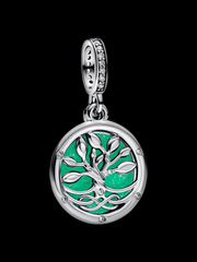 Glow-in-the-dark Infinity Tree Double Dangle Charm - Sterling silver