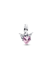 Winged Heart Mini Dangle Charm - Sterling silver