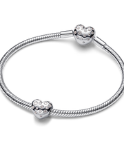 Pandora Sterling Silver Lab-grown Diamond Heart Charm - 0.53 ct TW, Sterling silver