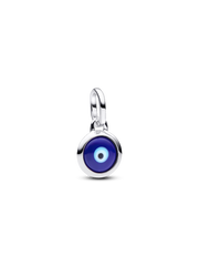 Engravable Evil Eye Murano Glass Mini Dangle Charm - Sterling silver