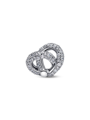 Pavé Infinity Knot Heart Charm - Sterling silver