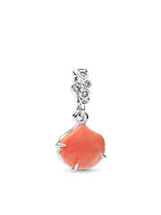 Coral-colored Shell Double Dangle Charm - Sterling silver