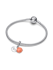 Coral-colored Shell Double Dangle Charm - Sterling silver