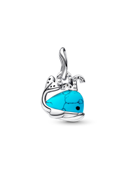 Turquoise-colored Whale Dangle Charm - Sterling silver