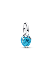 Turquoise-colored Heart Mini Dangle Charm - Sterling silver