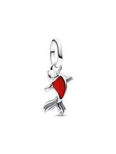Red Murano Glass Koi Fish Mini Dangle Charm - Sterling silver